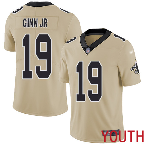 New Orleans Saints Limited Gold Youth Ted Ginn Jr Jersey NFL Football #19 Inverted Legend Jersey